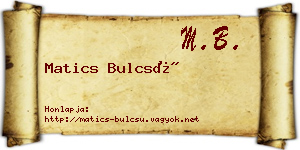 Matics Bulcsú névjegykártya