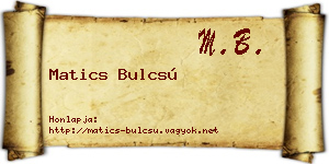 Matics Bulcsú névjegykártya